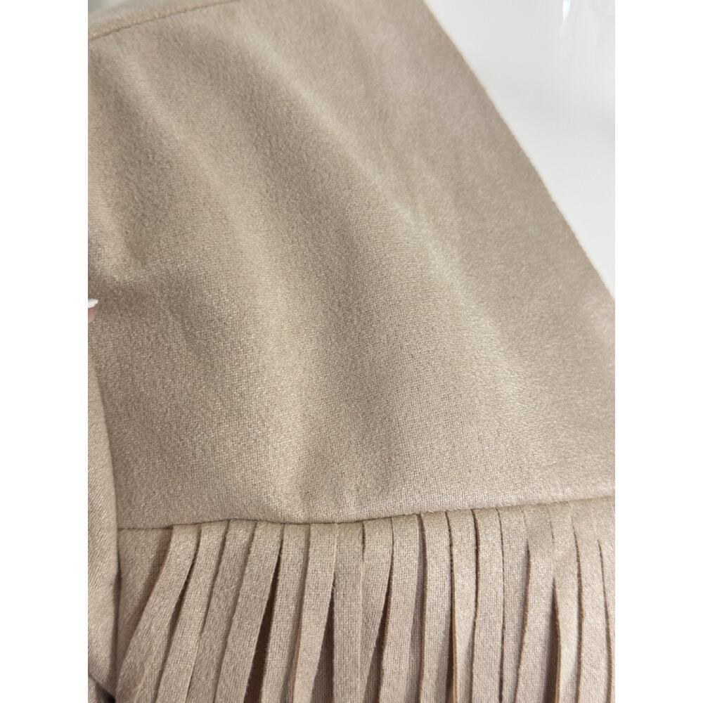 Women’s Boho Western Fringe Faux Suede Jacket Beige Festival Cowgirl Size L - Picture 7 of 13